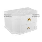 جعبه ساعت 18 خونه شش ضلعی کشودار کلیددار طرح چوب سفید مدل : TW-2451