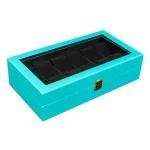جعبه ساعت 12 خونه درب دار بالشتک لوکس رنگ آبی مدل : TW-2278