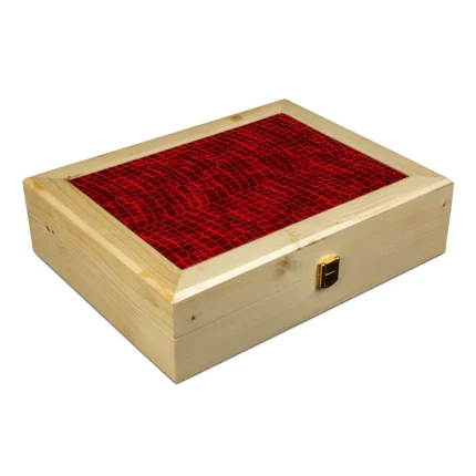 جعبه ساعت 18 خونه بالشتک لوکس درب دار وسط چرم چوب طبیعی رنگ چوب مدل : TW-2487