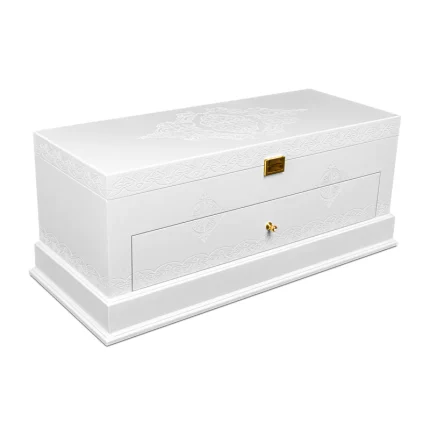 جعبه ساعت لوکس 56 خونه یک کشو بالشتک لوکس چوب طبیعی رنگ سفید مدل : TW-2281