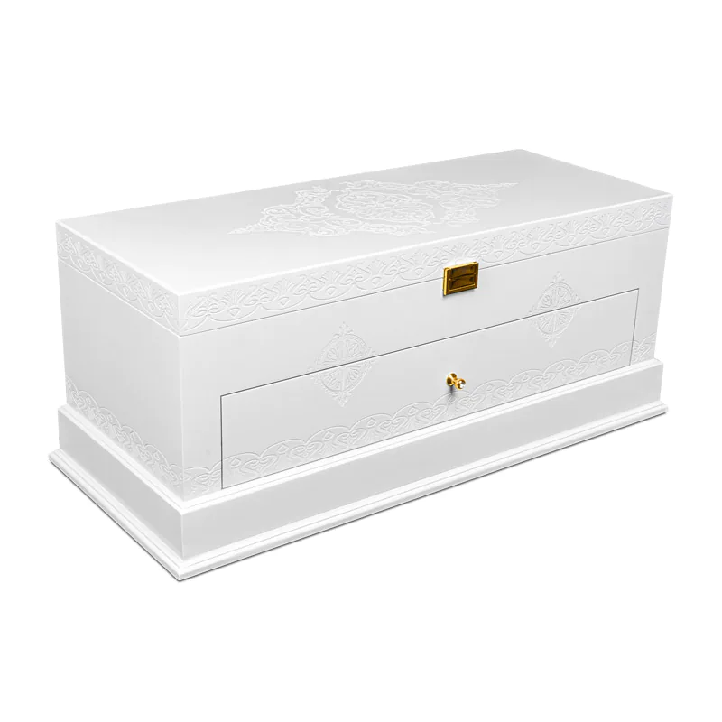 جعبه ساعت لوکس 56 خونه یک کشو بالشتک لوکس چوب طبیعی رنگ سفید مدل : TW-2281