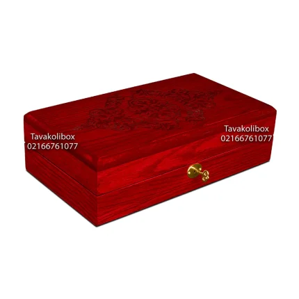 جعبه ساعت 12 خونه درب دار بالشتک لوکس کلیددار روکش بلوط رنگ آلبالویی مدل : TW-2463
