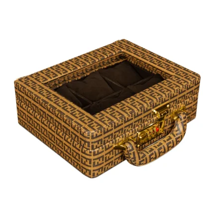 جعبه ساعت 6 خونه بالشتک معمولی چرمی سوپرلاکچری رنگ قهوه‌ای مدل : TW-2482