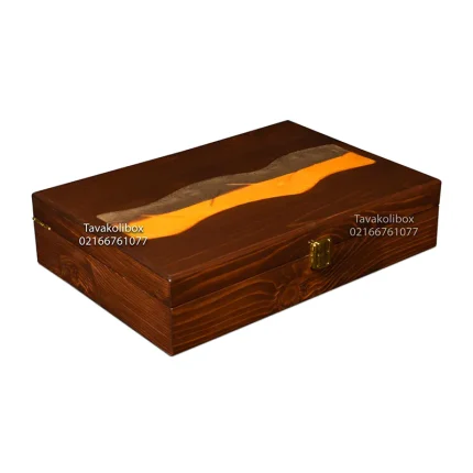 جعبه ساعت 12 خونه چوب طبیعی درب زرین بالشتک معمولی رنگ گردویی مدل : TW-2413