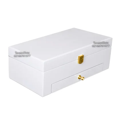 جعبه ساعت 12 خونه درب دار بالشتک لوکس کشودار رنگ سفید مدل : TW-2448